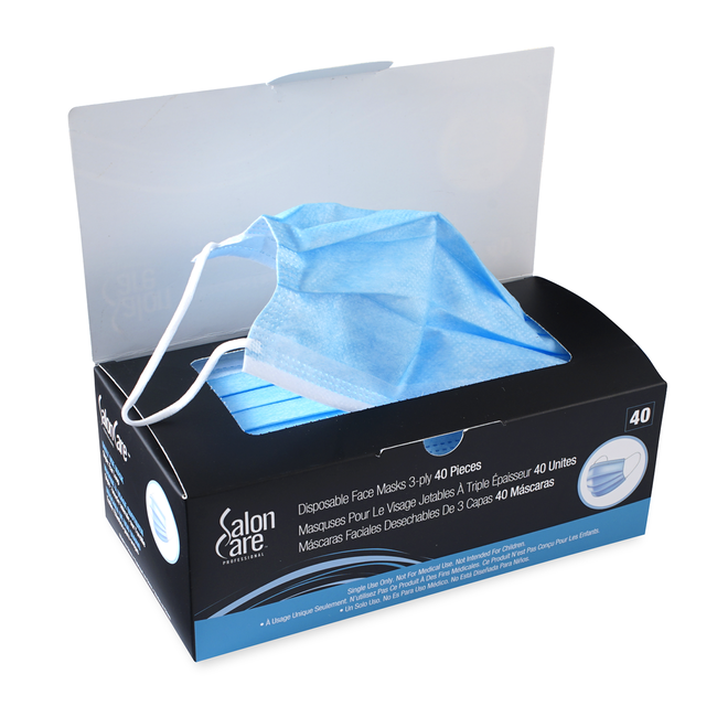 Salon Care Disposable Face Masks 3Ply 40 count Personal Protective