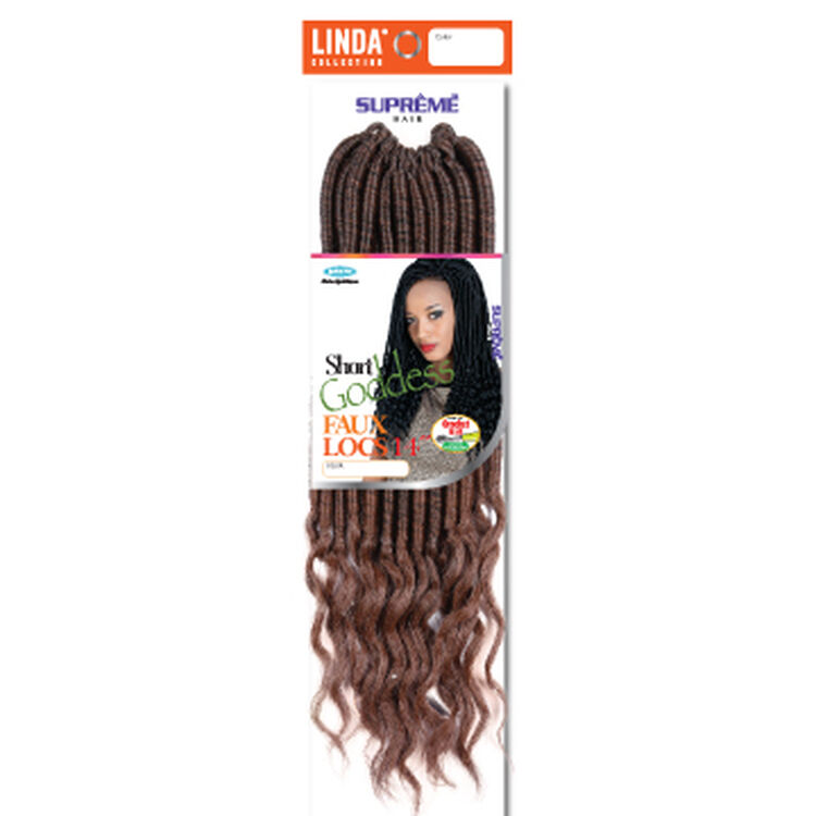 Short Goddess Faux Locs 14 Inch Crochet Hair Ombre Black/Med.Auburn
