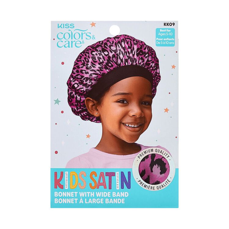 Kids Leopard Satin Hair Cap