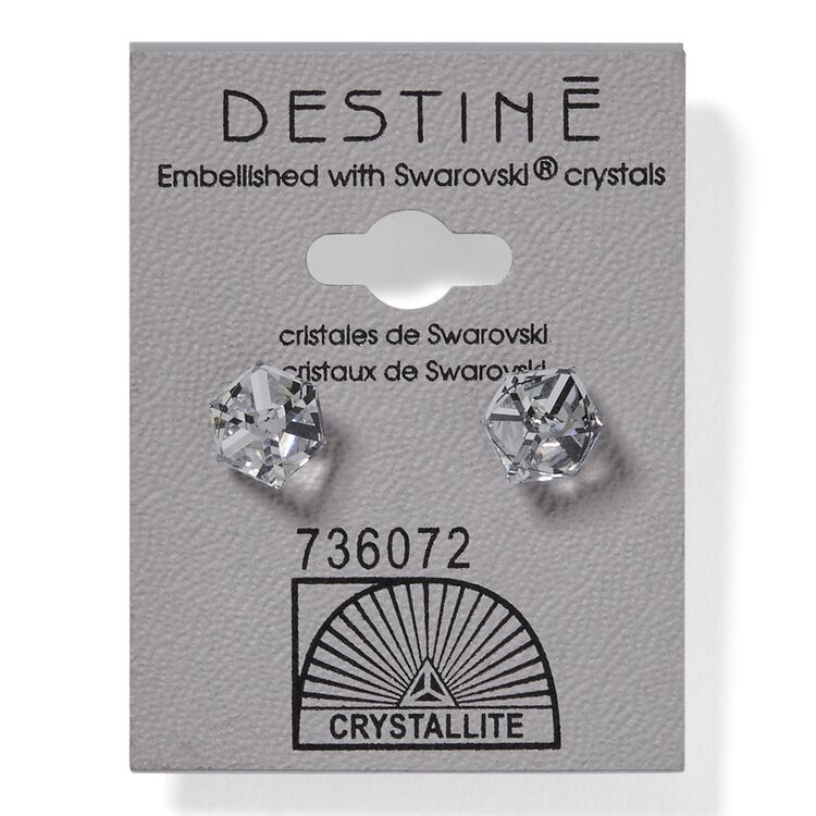 Destine Clear Cube Earrings 6mm