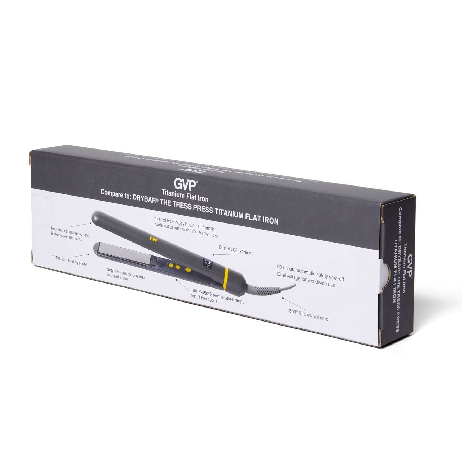 GVP 1” Straightening Iron Compare to Drybar Tress Press Titanium Flat