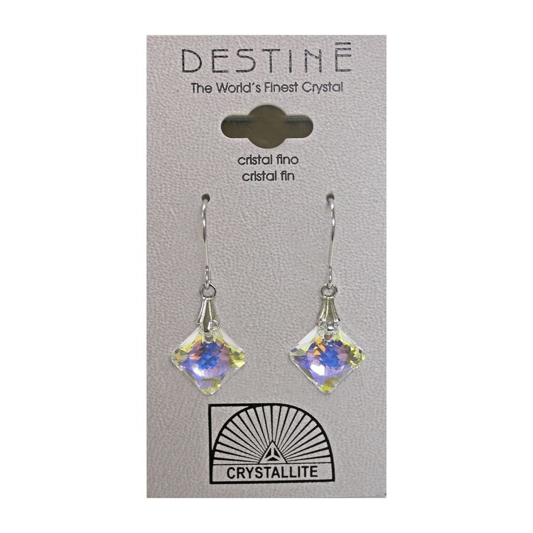 Destine Earrings Princess Cut Crystal AB
