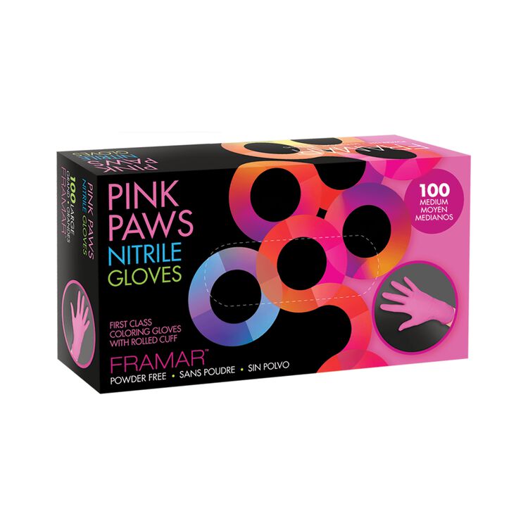 Framar Pink Paws Nitrile Coloring Gloves in 3 sizes
