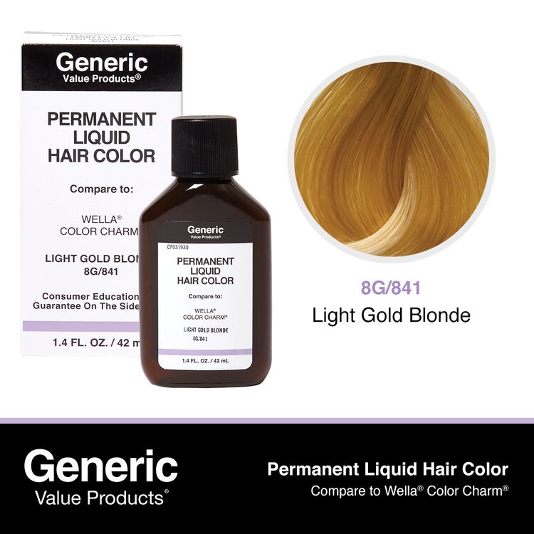841 Light Gold Blonde Permanent Liquid Hair Color Compare to Wella® ColorCharm®