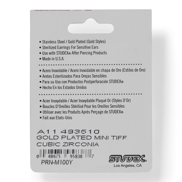 Cubic Zirconia Gold Plated Mini Piercing Earrings