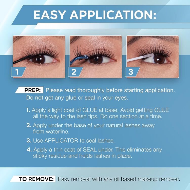 Seamless Underlash Fauxmink Extensions D Curl + 1 Day Clear Glue & Seal