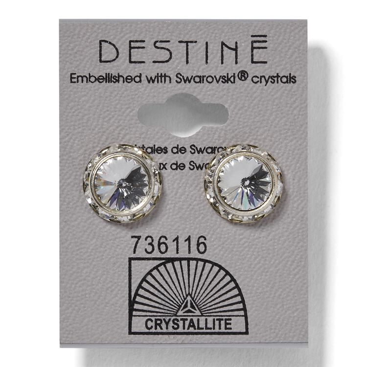 Destine Crystal Rhinestone Rivoli Earrings 12mm