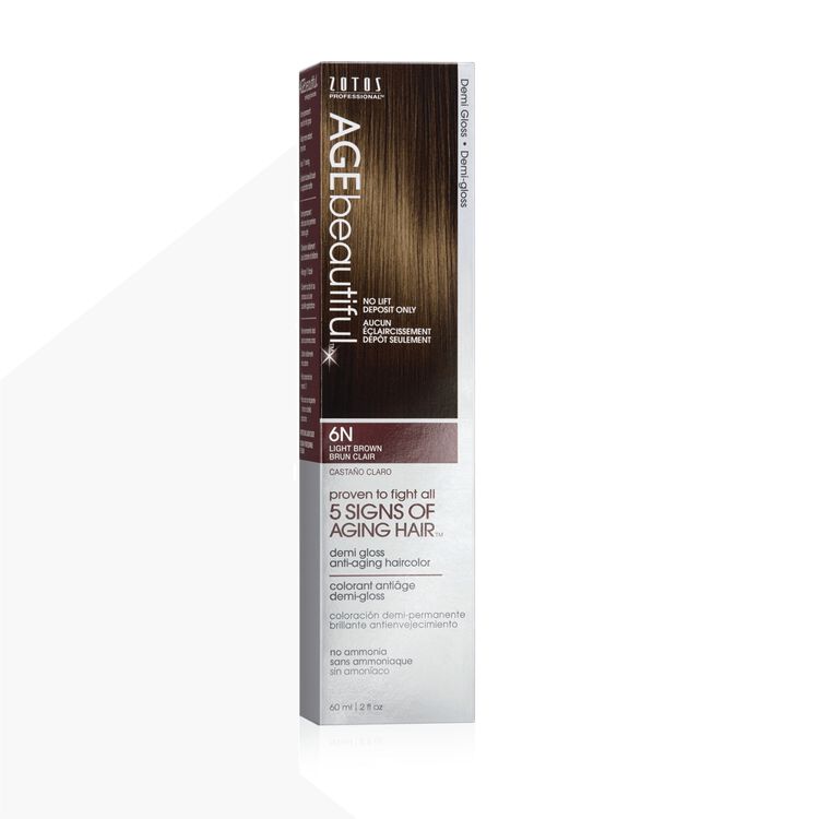 Age Beautiful 6n Light Brown Demi Permanent Liqui Creme Hair Color