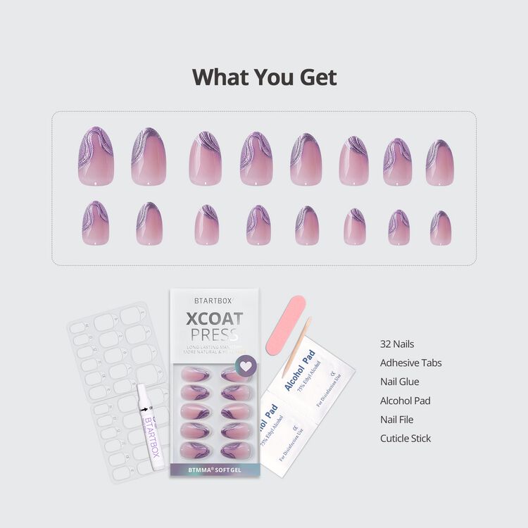 XCOATPRESS Press On Nails Short Oval - Mermaid Tail