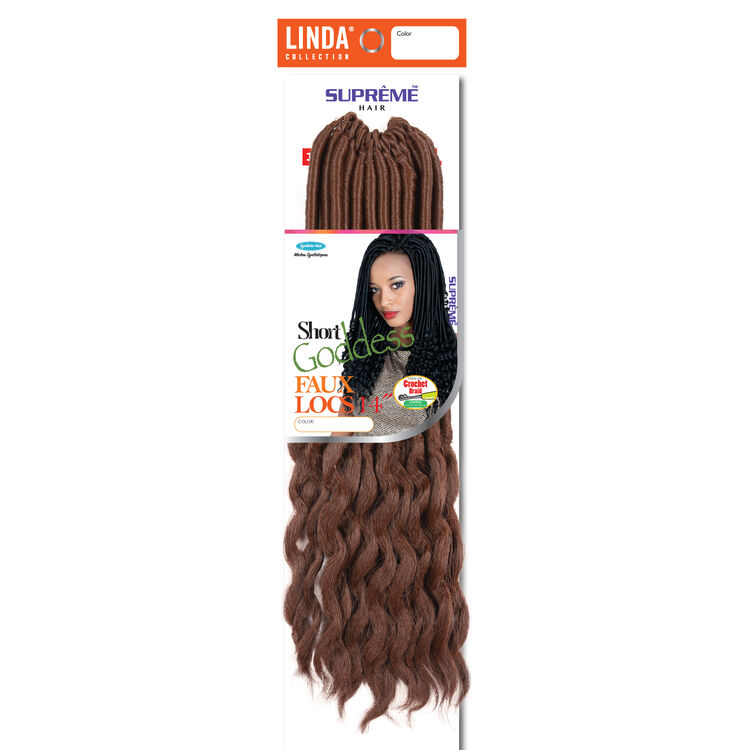 Short Goddess Faux Locs 14 Inch Crochet Hair Medium Auburn
