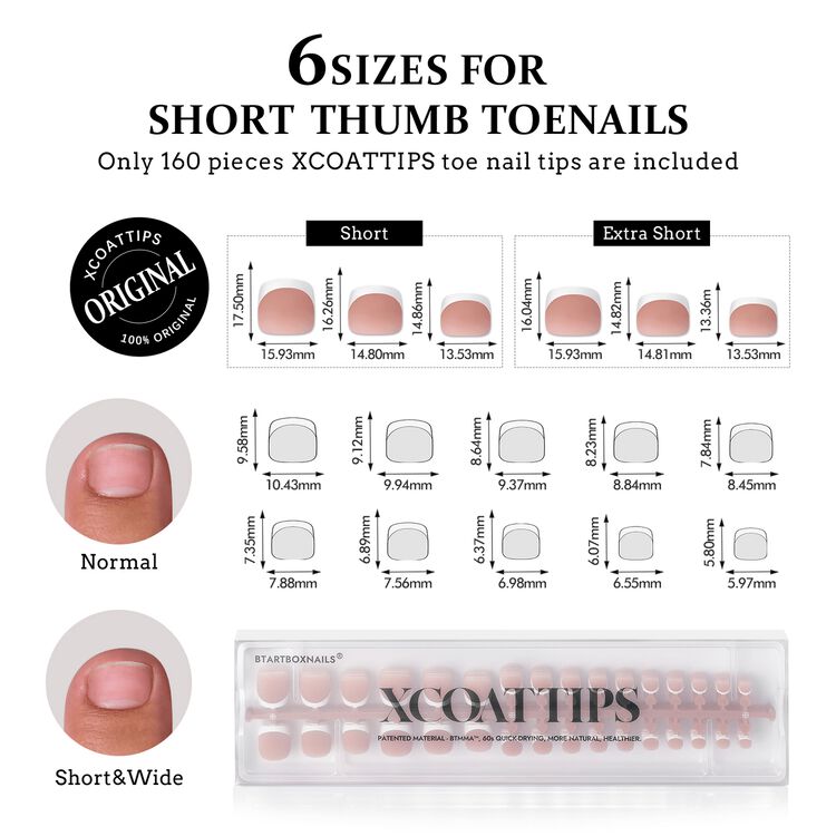 XCOATTIPS® French - Toe Nail Short Squoval