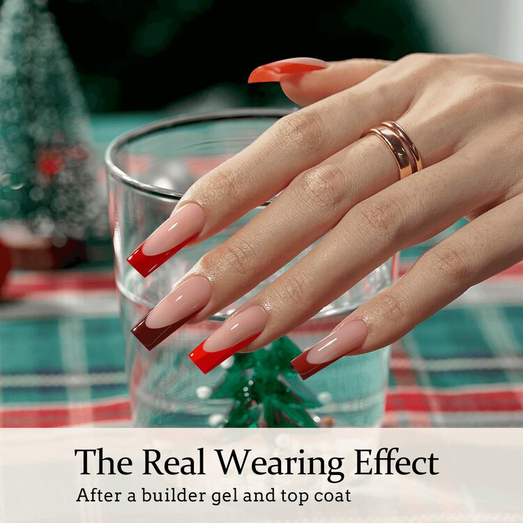 XCOATTIPS® French - Long Square Red Pastel Tips