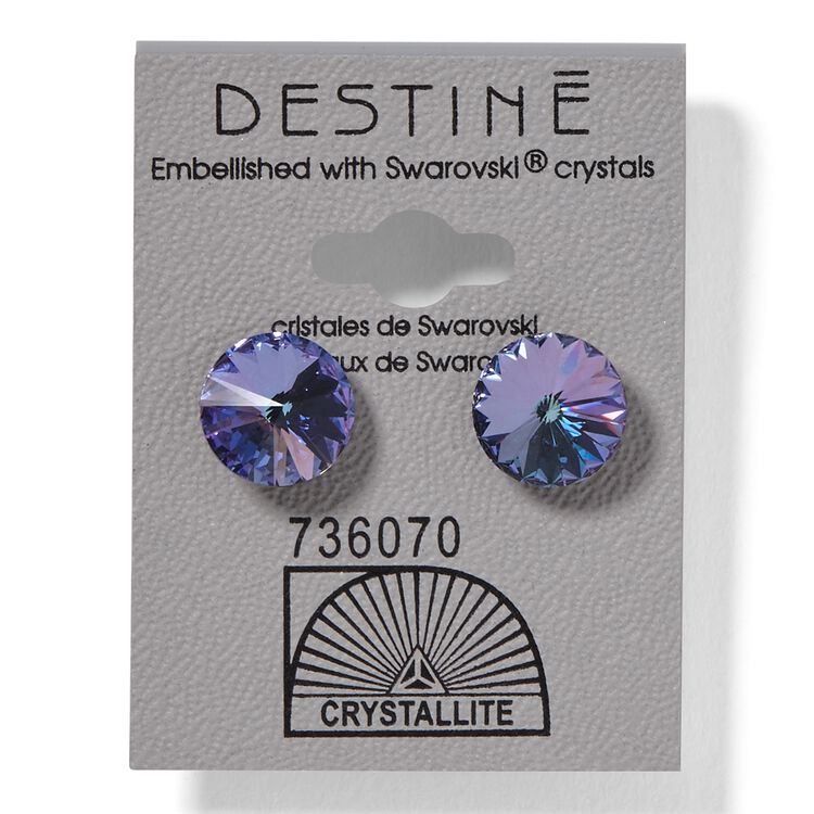 Destine Violet Rivoli Earrings 11mm