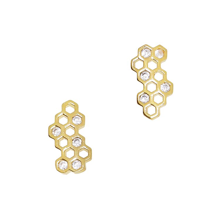 Nail Art Charms Honeycomb Zircon Charm Gold