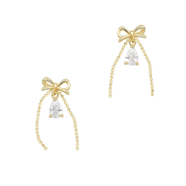 Nail Art Charms Lovely Bow Dangle Zircon Charm Gold