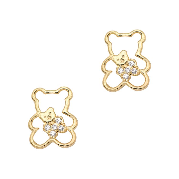 Nail Art Charms Lovely Teddy Bear Zircon Charm Gold