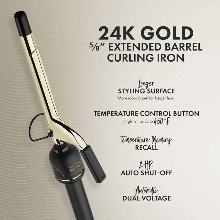 24K Gold Extended Barrel Curling Iron 5/8 Inch