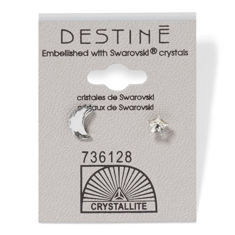 Destine Moon & Stars Clear Earrings