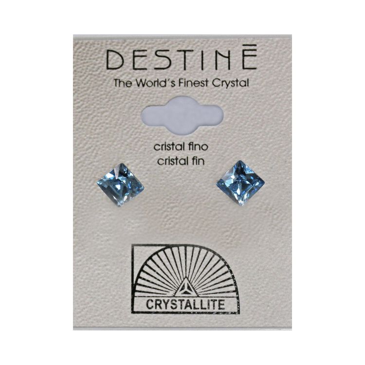 Destine Earrings Crystal Faceted Square AQ