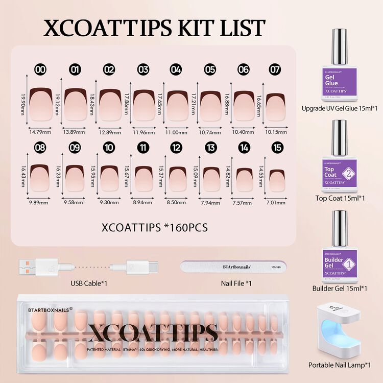 XCOATTIPS® French Nail Kit - Nude French Square