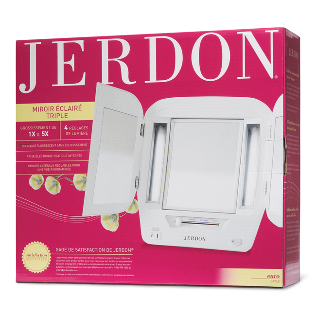 Jerdon Deluxe Lighted Makeup Mirror