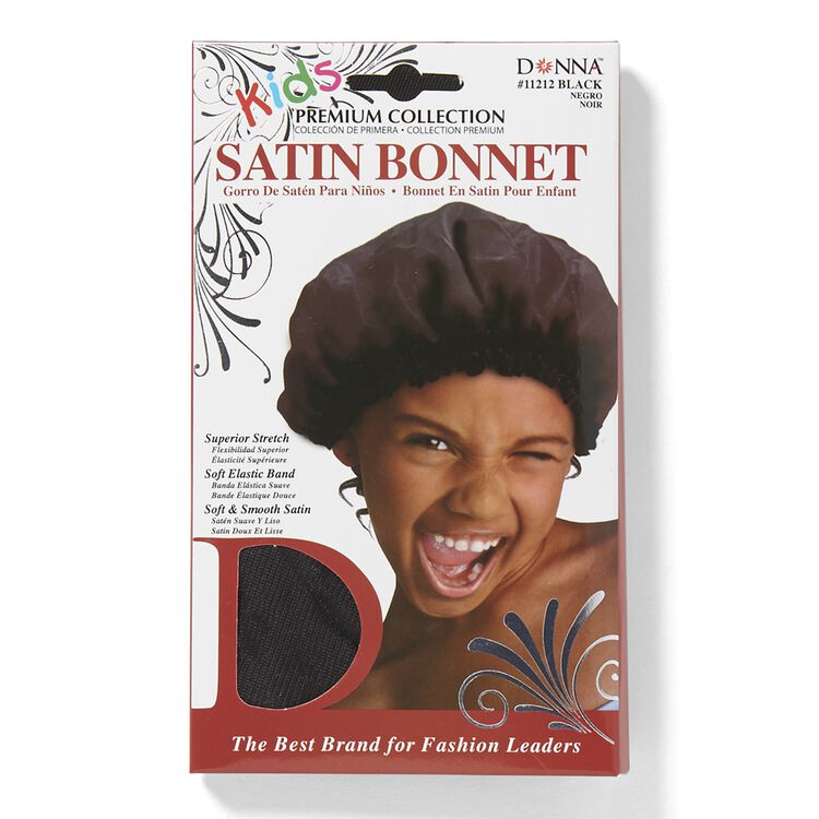 Donna Kids Black Satin Bonnet