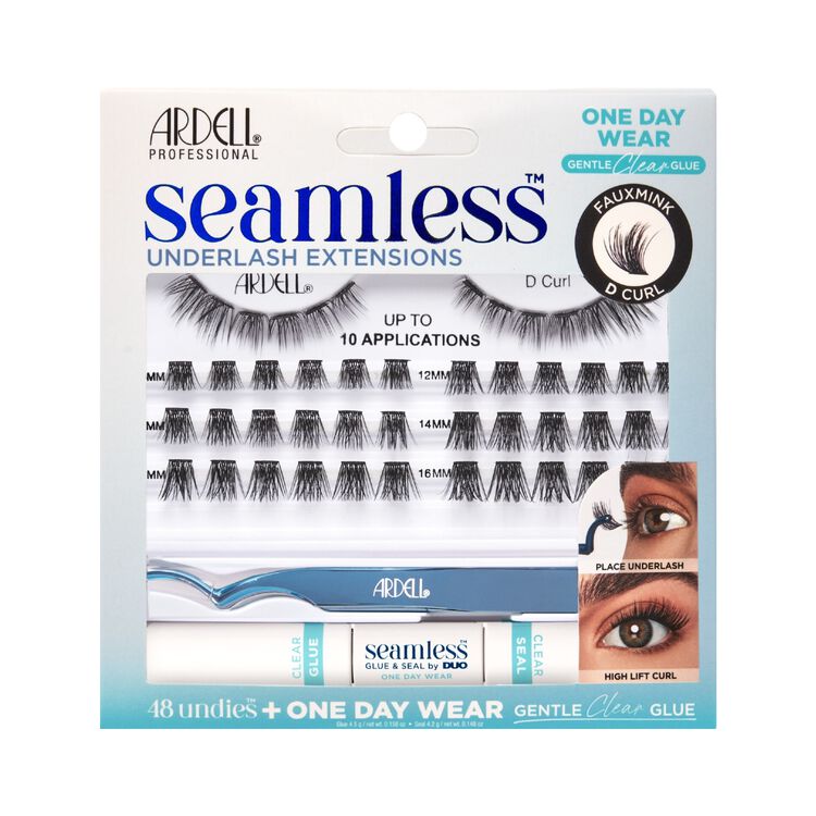 Seamless Underlash Fauxmink Extensions D Curl + 1 Day Clear Glue & Seal
