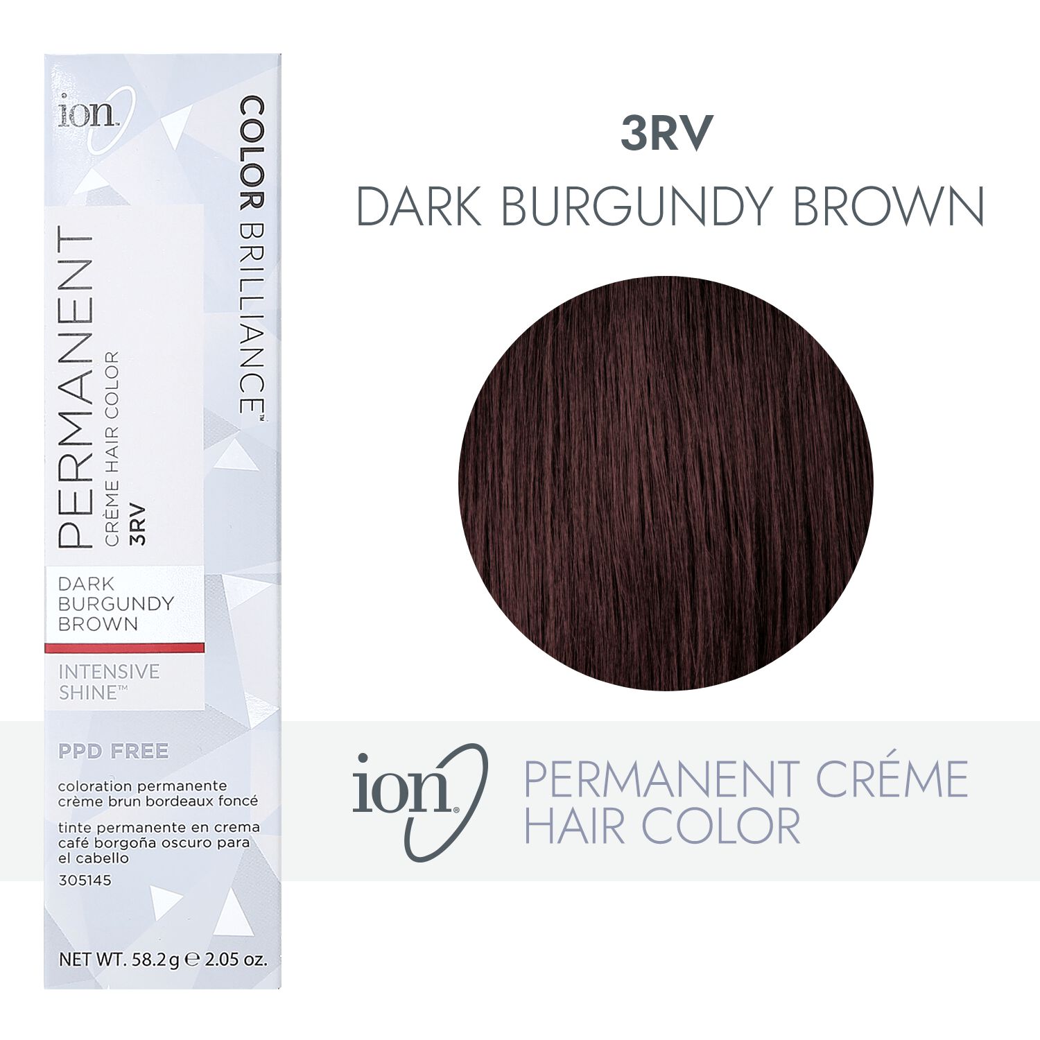 Ion 3RV Dark Burgundy Brown Permanent Creme Hair Color by Color Brilliance  | Permanent Hair Color | Sally Beauty