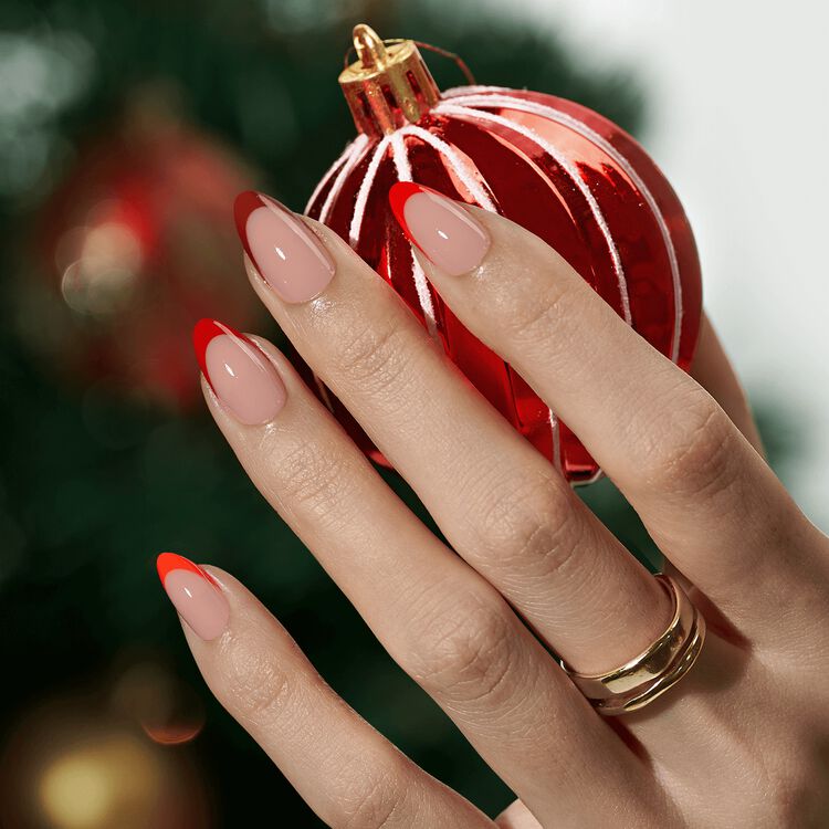 XCOATTIPS® French - Short Almond Red Pastel Tips