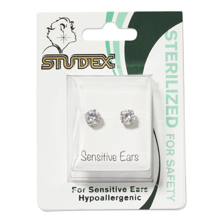 Stainless Steel Cubic Zirconia 6mm Earrings