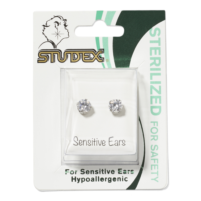 Studex Stainless Steel Cubic Zirconia 6mm Earrings Earrings
