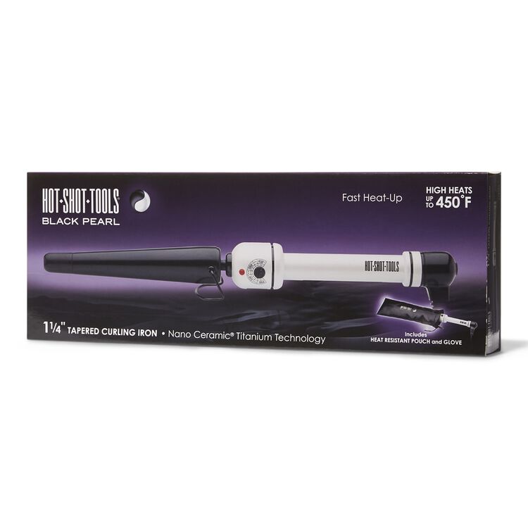 Hot Shot Tools Black Pearl Ceramic Tapered Iron 1 1 4 Inch