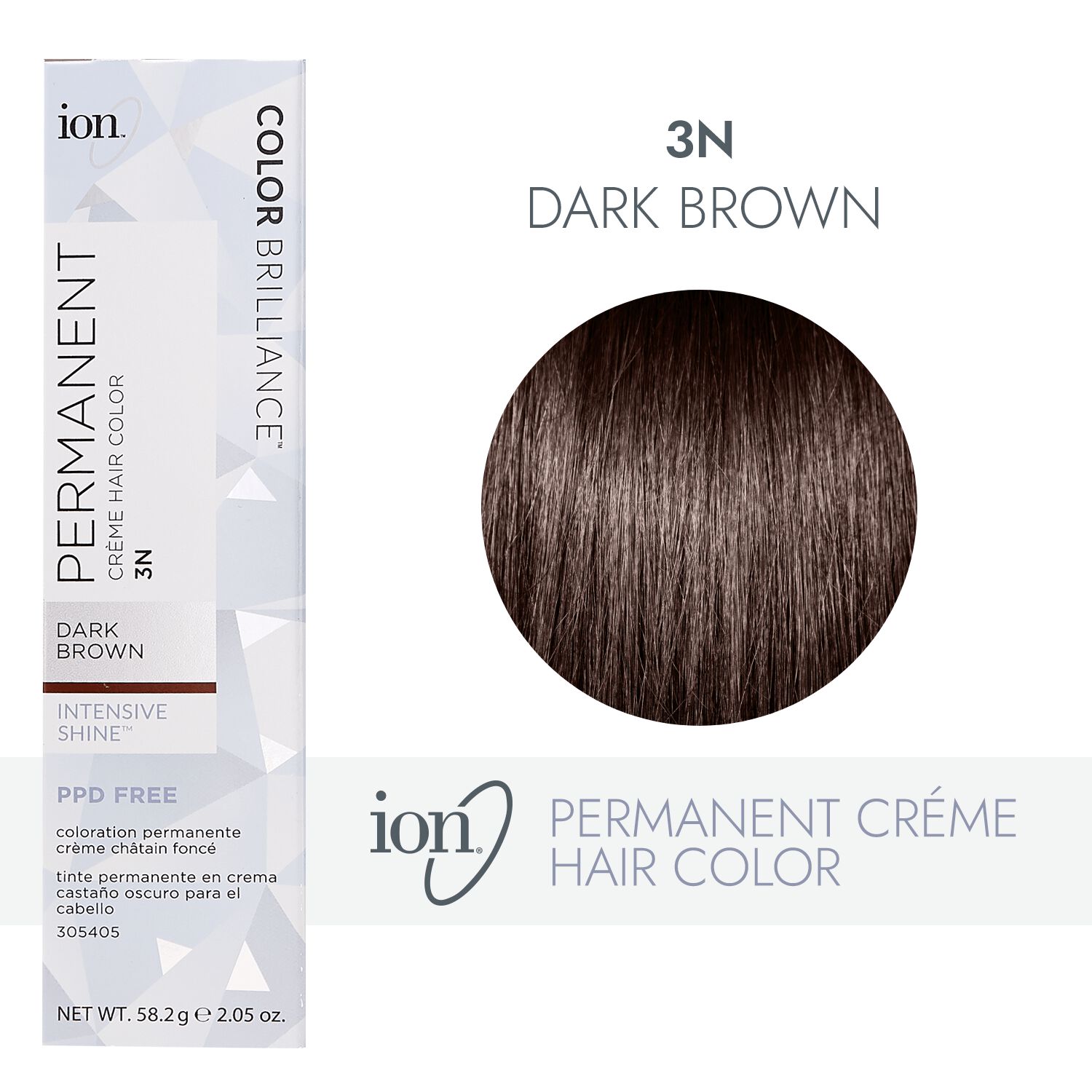 Ion 3N Dark Brown Permanent Creme Hair Color by Color Brilliance