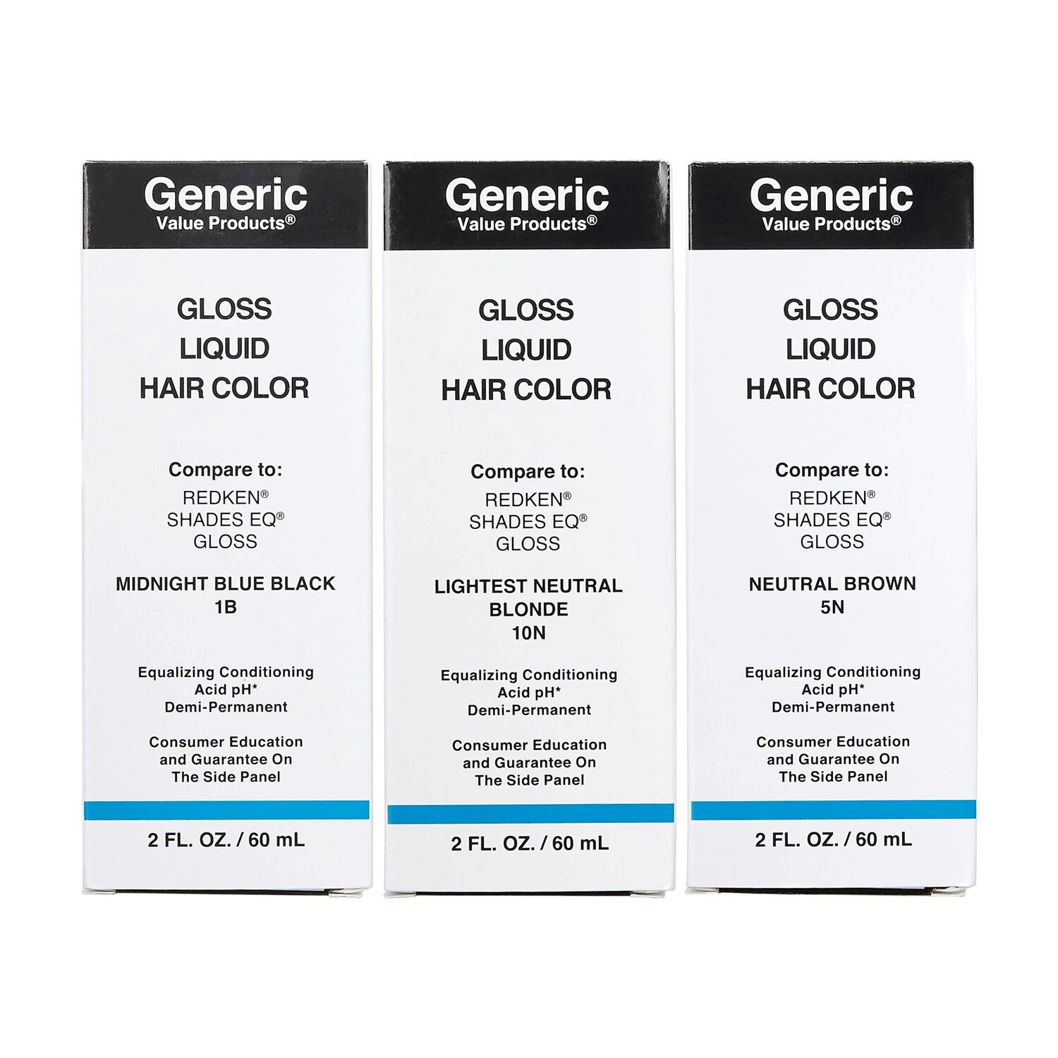 Generic Value Product DemiPermanent Gloss Liquid Hair Color Compare to