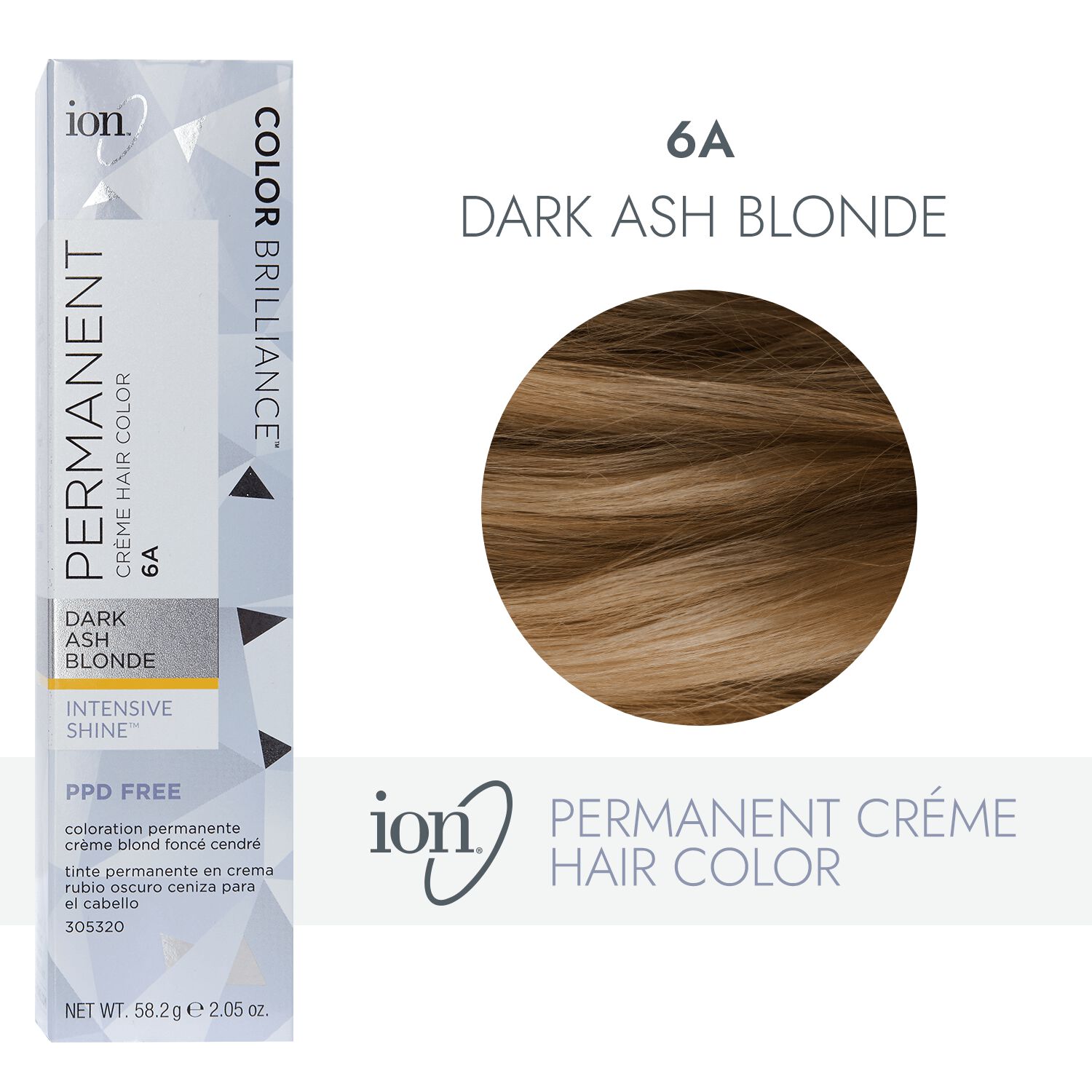 Ion 6A Dark Ash Blonde Permanent Creme Hair Color by Color Brilliance