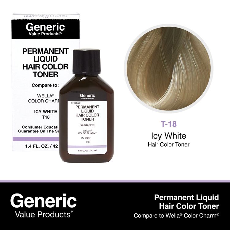 T18 Icy White Permanent Liquid Hair Color Toner Compare to Wella® ColorCharm®