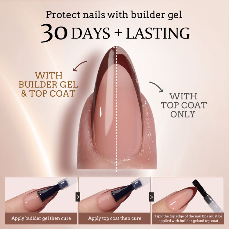 XCOATTIPS® French - Nails Short Almond Brown Pastel Tips