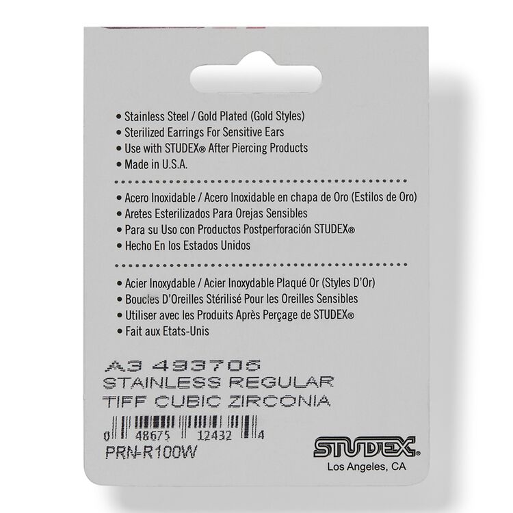 Regular Cubic Zirconia Sterilized Piercing Earrings Stainless Steel