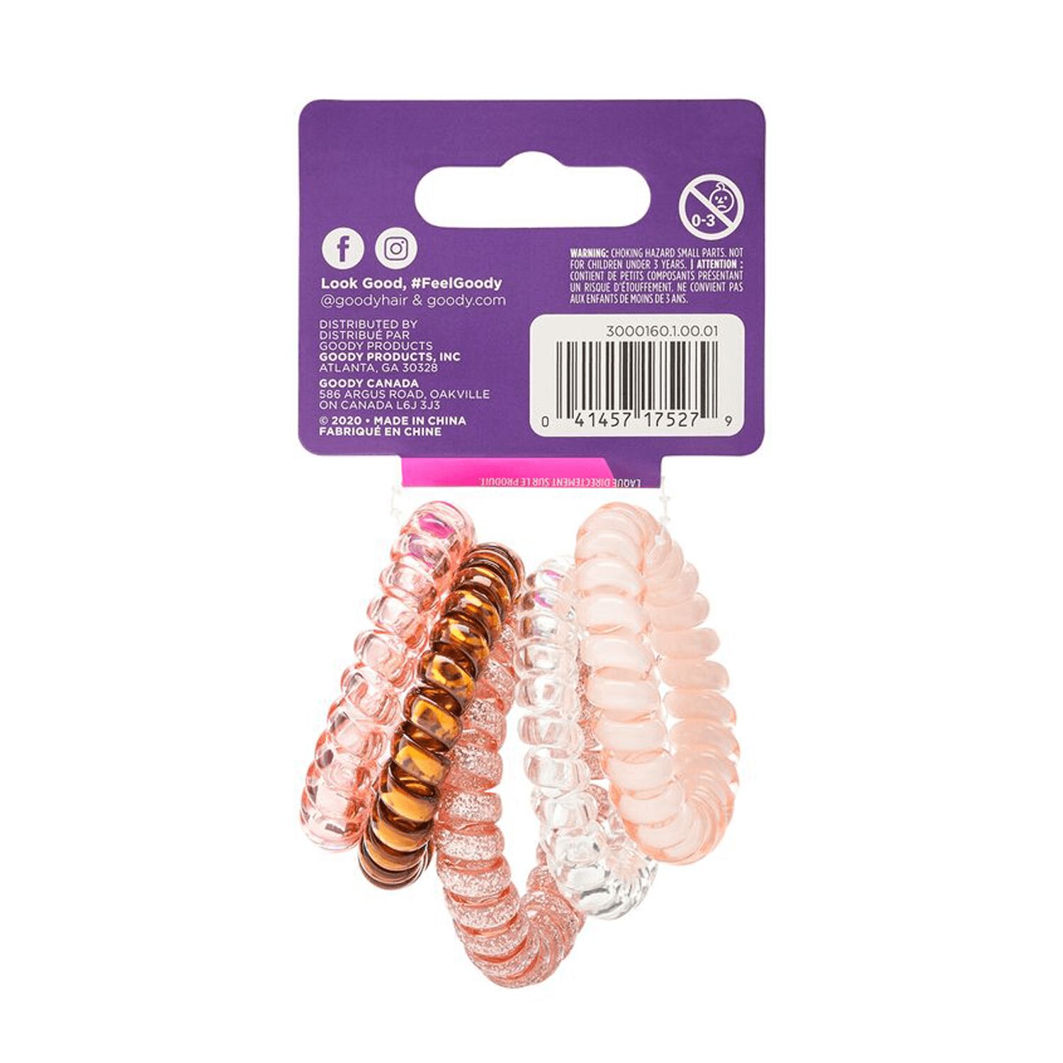 Goody Trend Blush Pink Coil Elastics 5 Count Hair Ties Ponytail