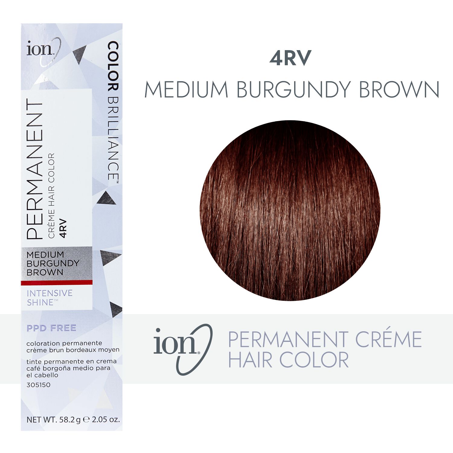 Ion 4RV Medium Burgundy Brown Permanent Creme Hair Color by Color