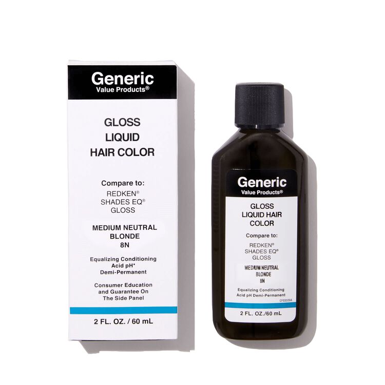 8N Medium Neutral Blonde Demi-Permanent Gloss Liquid Hair Color Compare to Redken® Shades EQ®