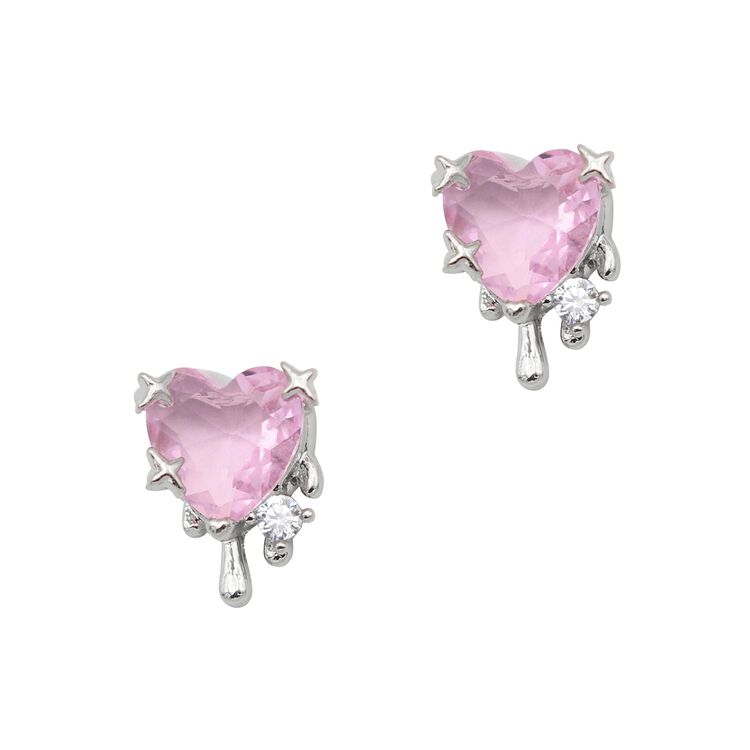 Nail Art Charms Sparkle Drip Heart Zircon Charm Silver