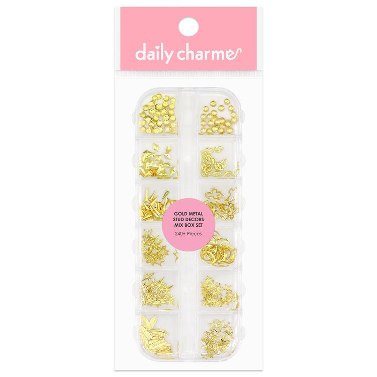 Nail Art Decor Gold Metal Stud Mix Box Set