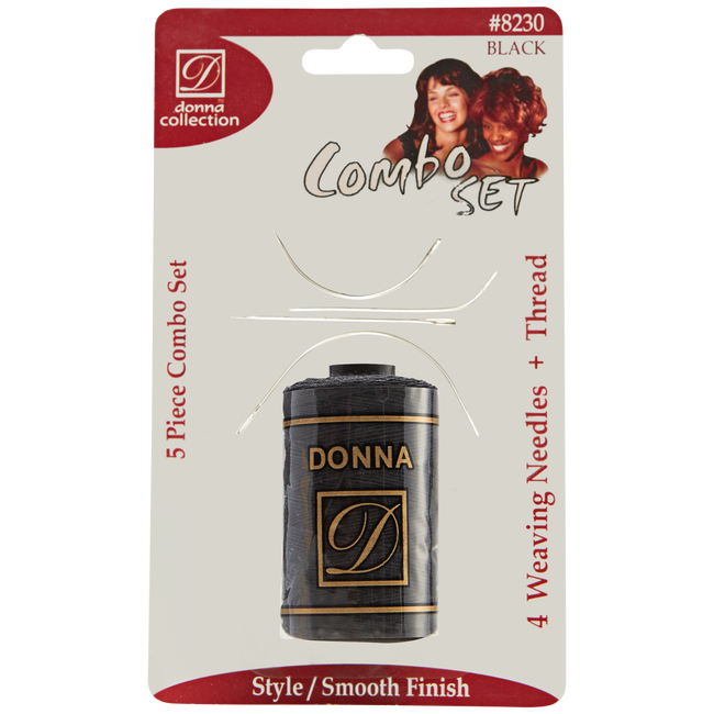 Donna 5 Piece Weaving Thread and Needle Set Black