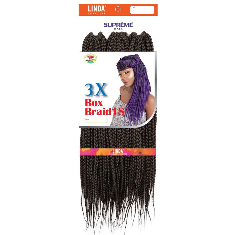 3X Box Braids 18 Inch Crochet Hair Medium Brown