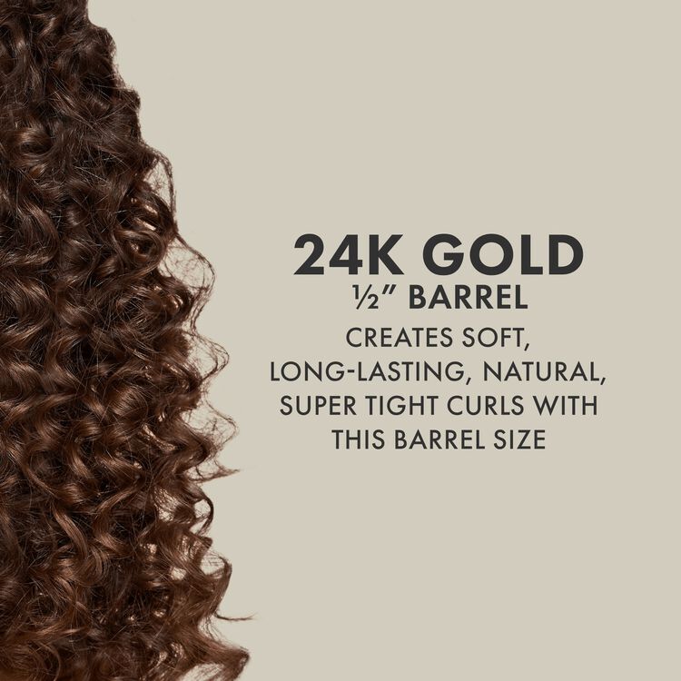 24K Gold Extended Barrel Curling Iron 1/2 Inch
