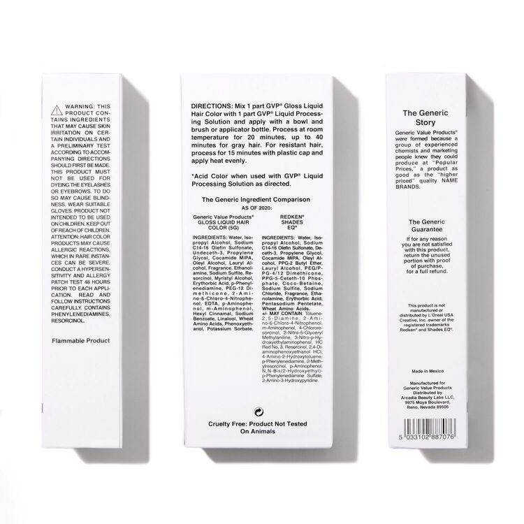 5G Golden Brown Demi-Permanent Gloss Liquid Hair Color Compare to Redken® Shades EQ®