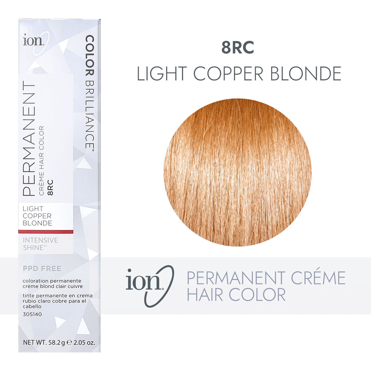 Ion 8RC Light Copper Blonde Permanent Creme Hair Color by Color