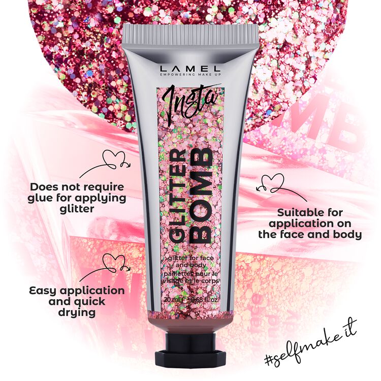 INSTA Glitter Bomb For Face and Body Pink