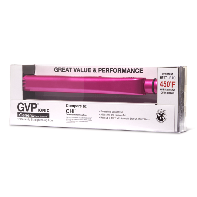 Hot Pink Ceramic Flat Iron (1 in) by GVP Flat Irons Sally Beauty